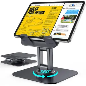 Foldable 360° Rotating Tablet Stand Phone Holder for iPad Pro & iPhone Universal Compatible 4" to 15.6" Devices Compact Portable Design - Folding