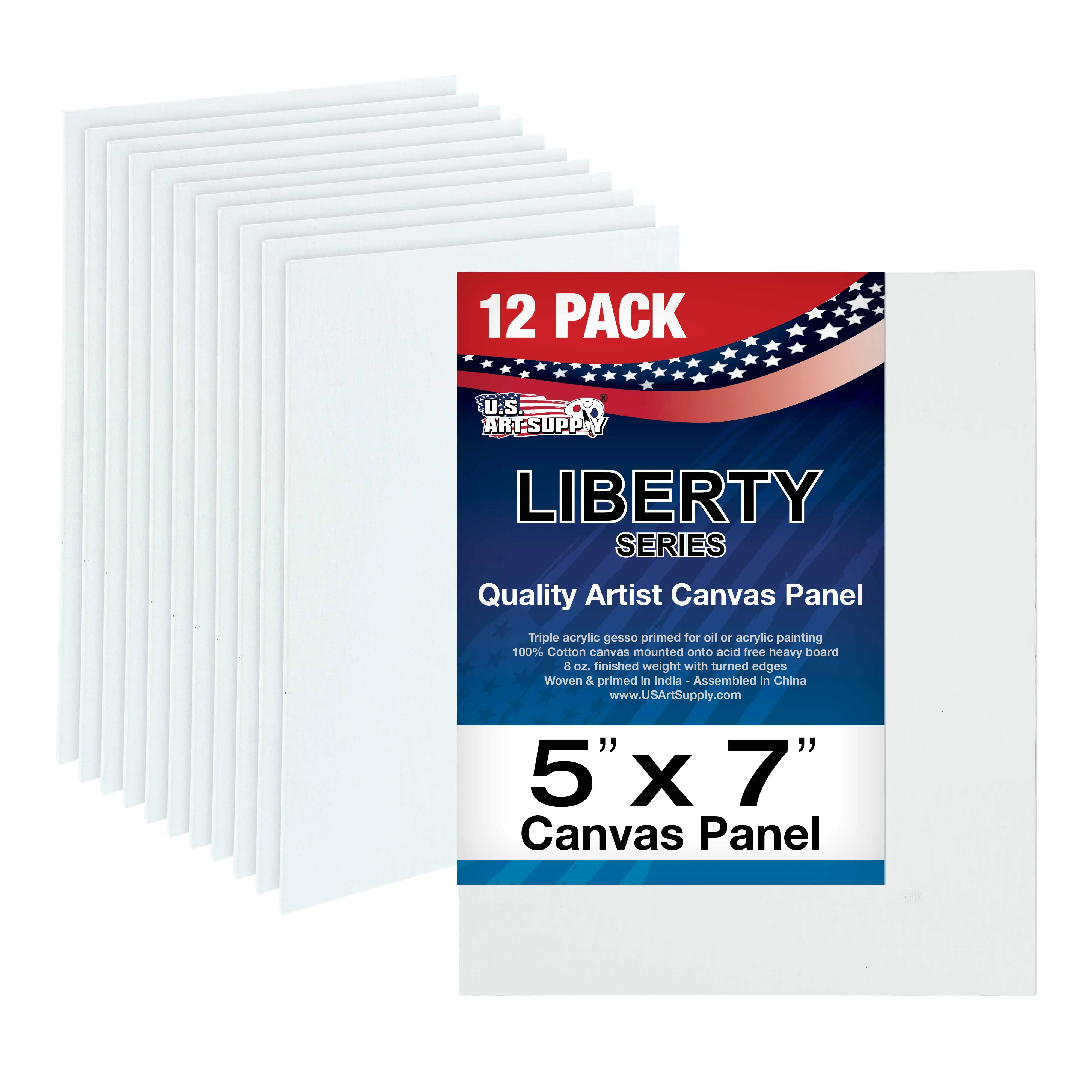 5 X 7 Inch Professional Art Canvas Board Panels 12 Pack - 8 Ounce Heavyweight Cotton Acid Free Canvases for Painting Acrylics and Watercolor (1 Case of 12 Single Canvas Painting Panels)