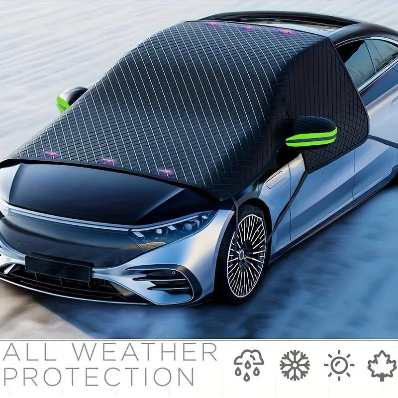 Magnetic Windshield Snow Cover with Side Panel & Mirror Protectors, Universal Large Frost Shield for Car, SUV & Truck