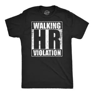 Mens Walking HR Violation Funny T Shirt Sarcastic Office Joke Tee for Men Mens Funny T Shirts Cool Vintage Fashion T-Shirt Gift Classic Menswear mental health Apparel for Men Funny Adult Humor Short Sleeve Black -