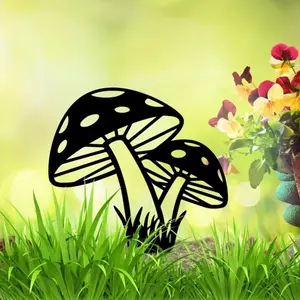 1pc Garden Mushroom Decoration – Large Metal Stakes with Hollow Out Silhouette, Decorative Yard Art for Stylish Garden Decor