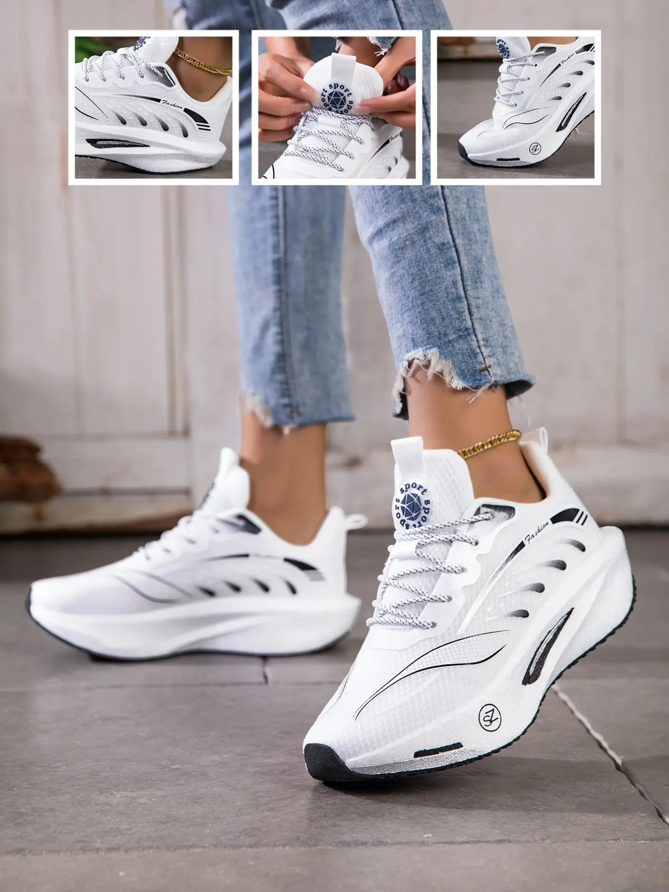 Unisex Gradient Sporty Casual Shoes, Breathable Comfort, Soft Elastic Shock Absorption, Anti-Slip Stability, Mesh Material, Daily Commute, Sneaker, Walking Shoes, Sports Sneakers
