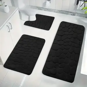 Black Bathroom Three Piece Set - Sleek Modern Finish for Coordinated Look - Versatile for Various Styles - Complete Bathroom Setup with Essential Pieces