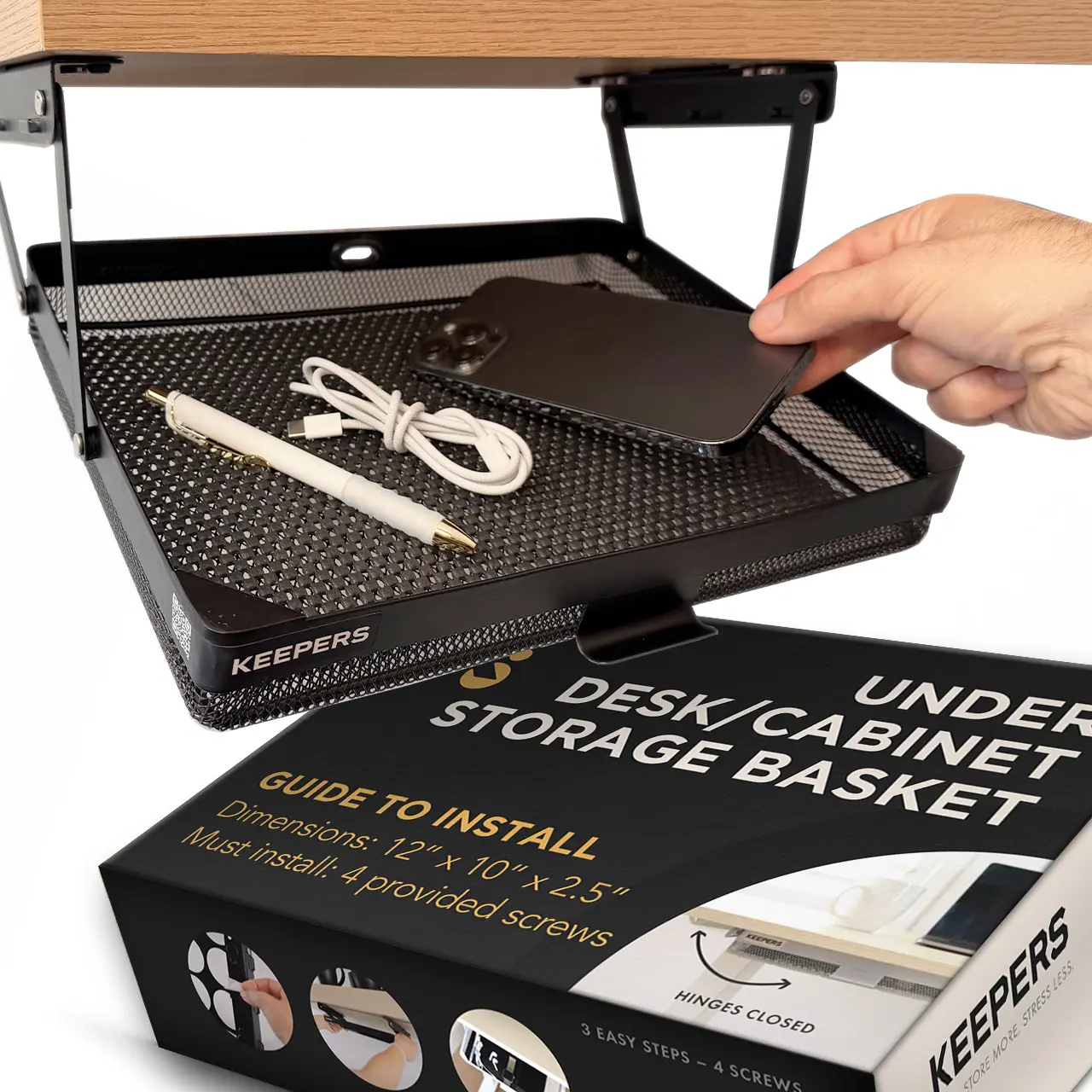 Everything Keepers Under Desk Drawer for Home Office & RV With Smooth Slide-Out Steel Design and Easy Install Solution for Under Desk Storage That Works as a Desk Organizer