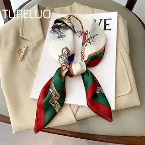 Luxury Print imitation Silk Square Scarf Women Spring Neck Tie Shawl Wraps Female Hair Hand Wrist Headkercheif Hijab Bandana