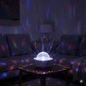 Portable RGB Disco Ball Light with Voice Control, Rechargeable & Auto Color Changing. Perfect for Car, Bedroom, Home Party Decoration & Festival Lighting. Mini Atmosphere Night Light.