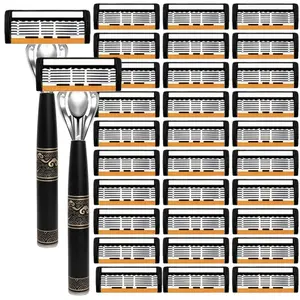 Cross-Border Dropshipping Orange Six-Layer Manual Shaver Razor with Metal Handle Multi-Package Combination Square 3D Nail Armor Texture Snowman Festive Long Shape Art Set Almond Bone Skull Fall Glitter Short Nails