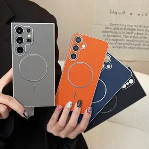 Electroplated Silver Vertical Stripe Magnetic Phone Case, Shockproof Samsung Galaxy S26/s25/s24 Series, Unisex Gift Idea