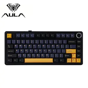 Aula F75 Gasket Mechanical Keyboard, 75% Wireless Hot Swappable Gaming Keyboard w/Knob, Bluetooth/2.4GHz/USB-C, RGB (Black, LEOBOG Reaper Switch)