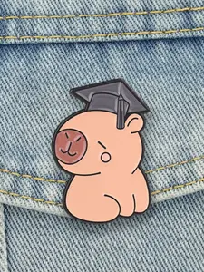 Capybara with Graduation Cap Lapel Pin, Kawaii Grad Accessory, Cute Animal Design, Perfect for Graduates, Unique Gift Idea