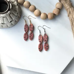 Polymer clay earrings - Oval drop