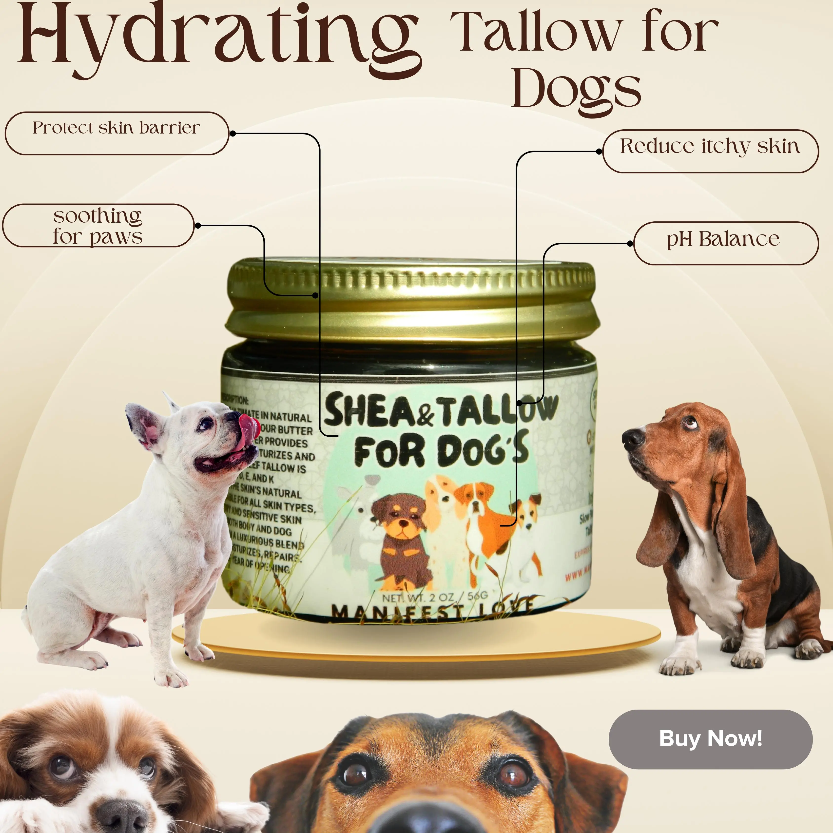 Tallow Moisturizer for Dogs- Give your furry friend the gentle, nourishing care they deserve