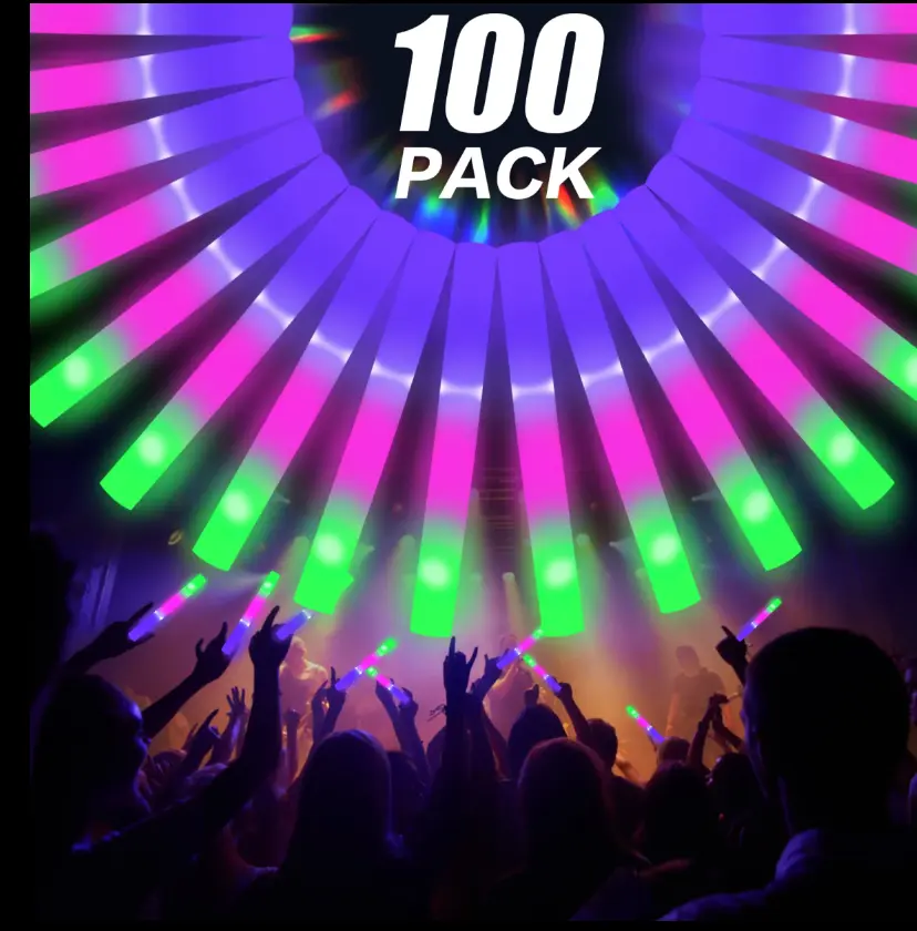 103 PCS LED Glow Sticks Large Pack 3 Modes ColorfulFlashing Lights, Party Supplies for Weddings, Birthdays, LEDGlow Foam Sticks for Parties, Concert Goodie Bag Stuffers,Home Decor
