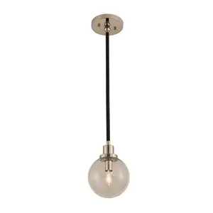 Cameo One Light Mini Pendant Matte Black Finish With Nickel Accents