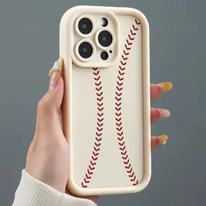 Trendy American Baseball Pattern Soft TPU Full Coverage Anti Drop Phone Case Suitable for IPhone 17 16 15 14 13 12 11 X XS Pro Max Plus, Samsung Galaxy S25 S24 S23 S22 S21 Shockproof Phone Case