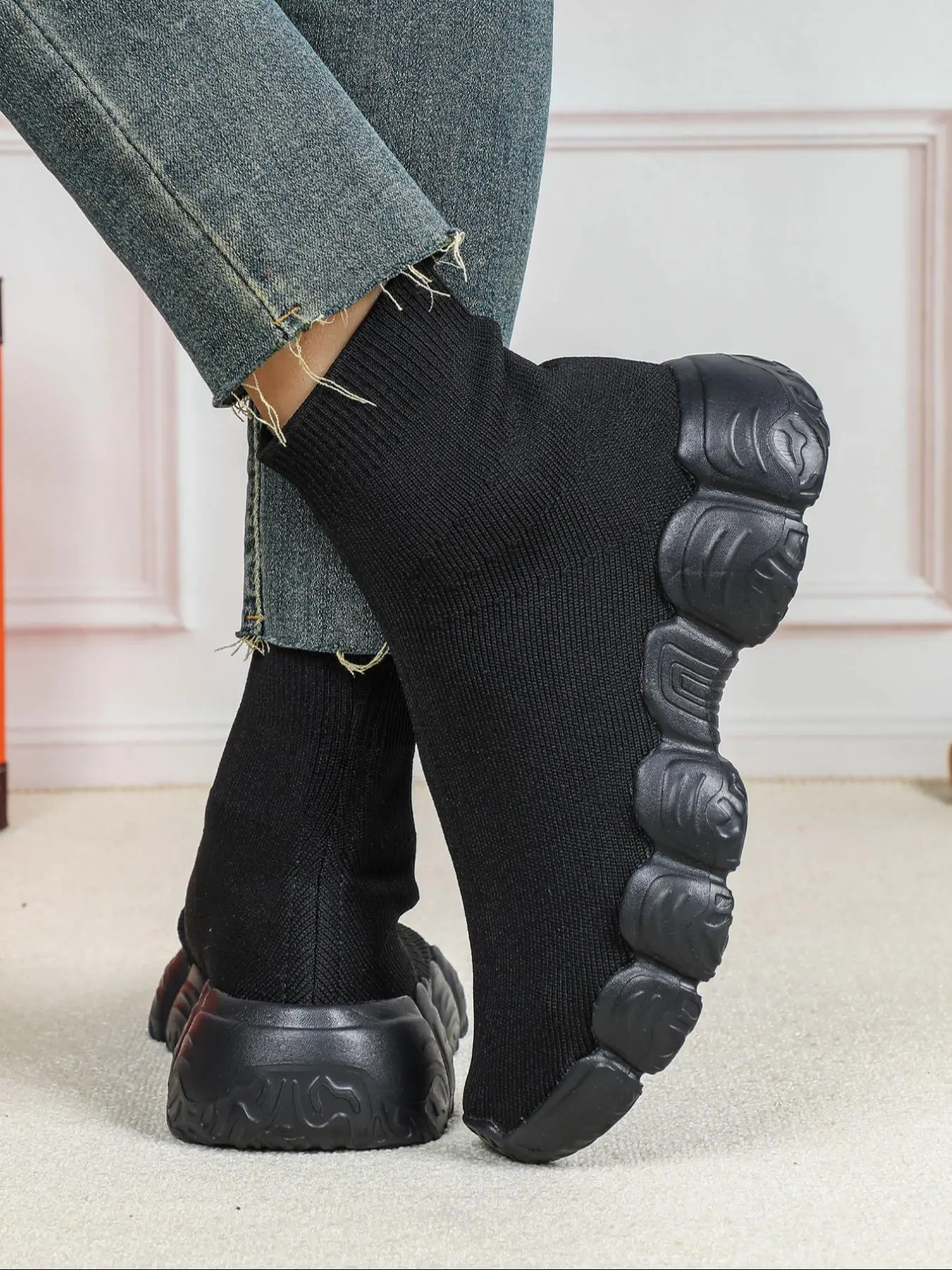 Women's Solid Color Slip on Sock Sneakers, Casual Comfortable Breathable Low Top Shoes, Fashionable Running Shoes for Daily Wear, Stylish Trendy Walking Shoes, Lightweight Walking Shoes, Lightweight Comfy Shoes