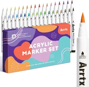Arrtx 36-Colors Acrylic Markers for Back-to-School Supplies - Perfect for Art Projects on Fabric, Metal, and More. Non-Toxic, Vibrant, Long-Lasting. Ideal for Students, Teachers, and Hobbyists to CreateArt Pieces. for DIY Crafts.