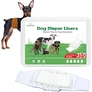 Dog Diaper Liners 150ct Super Absorption Disposable Leak-Proof Dog Diaper Booster Pads for Female Male Fit Most Reusable Belly Bands Wraps and Period Diapers(Regular, S-150ct)