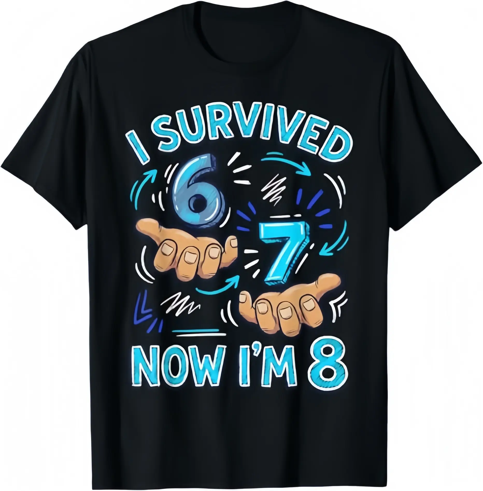I Survived 6 7 Now I'm 8 8th Birthday T-Shirt Casual Classic Hem Matching Minimalist Streetwear
