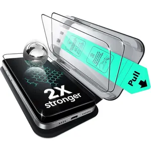 L-CLC015  3 Pack for iPhone 16/ iPhone 15 Screen Protector, Military Grade Shatterproof, 9H Hardness, Full Coverage Tempered Glass with UltraFit Tray