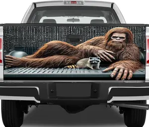 Bigfoot and Raccoon Tailgate Wrap – Outdoor Adventure Tailgate Wrap, Bigfoot Raccoon Tailgate Wrap, Raccoon and Bigfoot Tailgate Wrap, Bigfoot Animal Tailgate Wrap, Raccoon Animal Tailgate Wrap