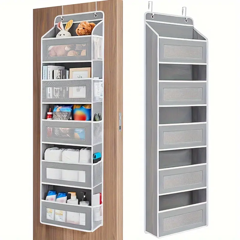 Door Back Hanging Storage Box, over Door Organizer, Closet Hanging Storage Box, 5 Large Capacity Pockets, Home Accessory Storage, for Bedroom, Bathroom, Kitchen, Home