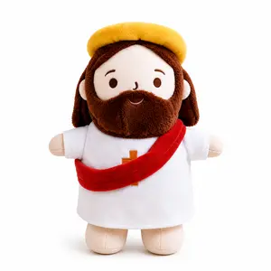 Jesus Plush Toy Huggable Stuffed Pillow Religious Plushie Gift for Easter Baptism Red Doll Stuffers for Children Durable Soft Fluffy 15-inch Jesus Stuffy pip