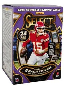2025 Panini Select NFL Football Blaster Pack/Box - 4 Cards/Pack, 6 Packs/Box - Red & Blue Prizm Shock