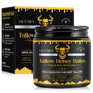 Tallow & Honey Moisturizer, Natural Tallow & Honey Balm, Pure Beef Tallow Moisturizer Body, Grass Fed Beef Tallow, All Skin Types, Comfort, Body Care Moisturizers