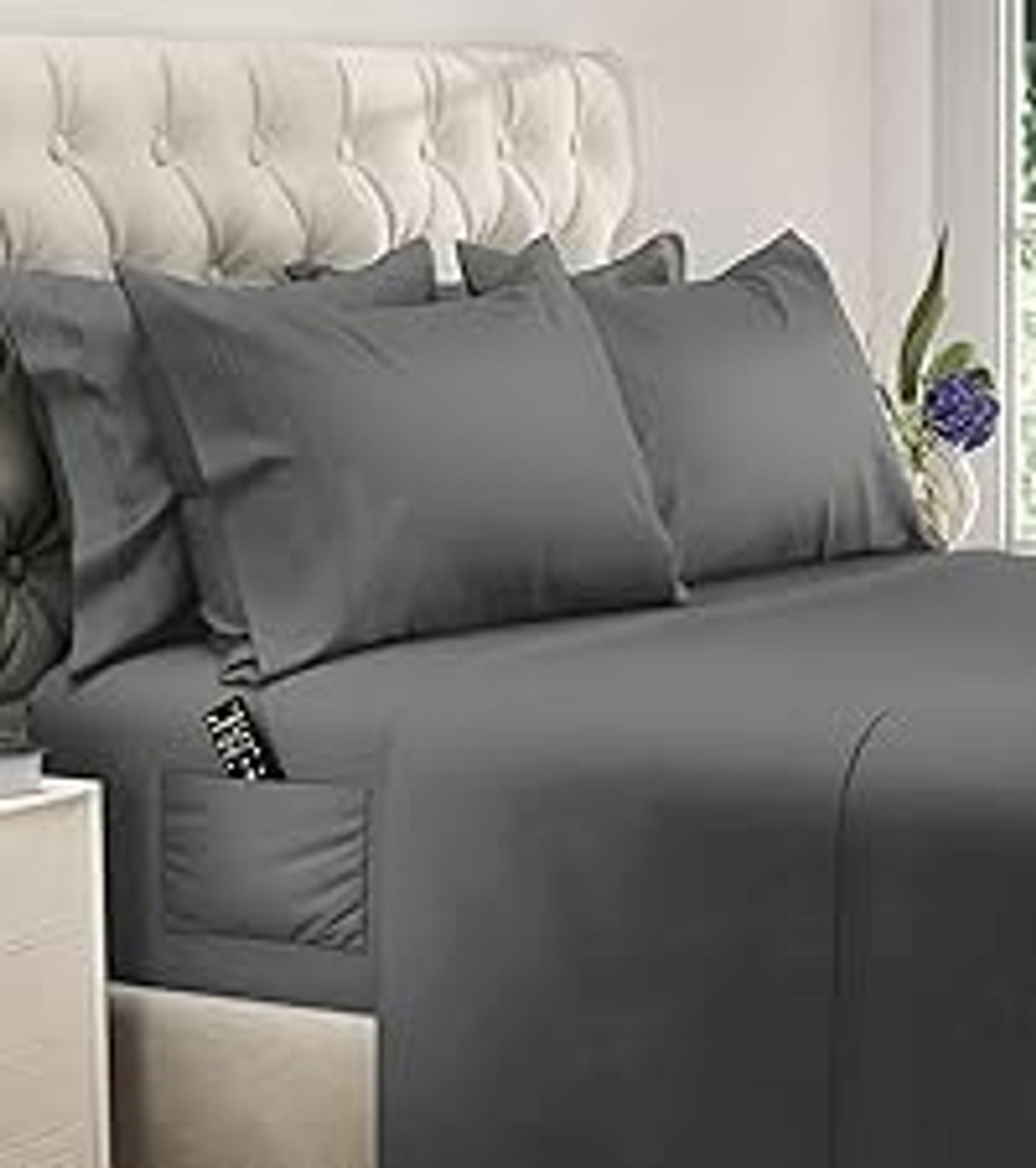 DREAMCARE California King Sheet Sets - 6 pcs Breathable Cooling Bed Sheets - up to 21" Extra Deep Cal King Sheets with Side Pockets - Extra Soft 100% Brushed Hypoallergenic Hotel Luxury Bedding Brgndy
