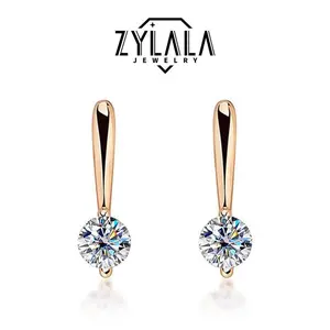 [061] Synthetic Moissanite Decor Dangle Earrings Sterling 925 Silver Round Sparkling Earring Elegant Simple Style Delicate Gift For Women Girls