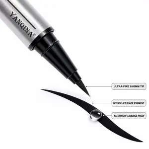 Brand new waterproof formula YANQINA Cool Black Eyeliner for Cat Eye - Silver Tube, Precision Application, Long-Lasting Formula, Perfect for Dramatic Eye Makeup