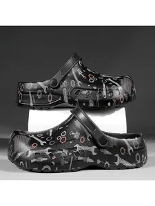 2026 Summer Cross-Border Bestseller Printed Non-Slip Oil-Resistant Shoes, Comfortable Soft-Soled Shoes, Unique Extra-Large Size Chef Shoes
