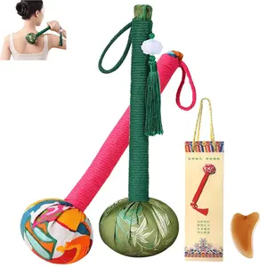 ArancioneandQ Wormwood Massage Hammer Manual Body Massage Hammer 2 Pcs Massage Tools for Whole Body Sore Muscles Relax Health Gifts (Silk+Cotton)