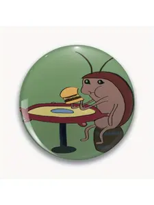 1Pc DIY Craft Buckle - 44mm (1.73 ") Sponge bob cockroach meme Pin for bags, jackets and gifts, holiday gifts, party gifts