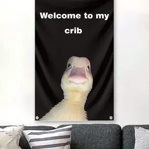 "Welcome to My Crib "Flag  Funny Flags Duck Meme Flag 3x5 Ft for Bedroom  Living Room Dorm Home Decor Wall Hanging College Dorm Decor
