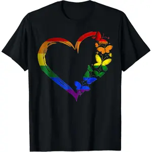 100% Cotton Heart Love LGBT Gay Lesbian Pride Month T-Shirt