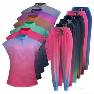 Scrubs Uniform Gradient Color Dentist Pet Grooming Lab Coat New Fashion Scrub Top+pants Sets Medical Clinic Hospital Scrub Women