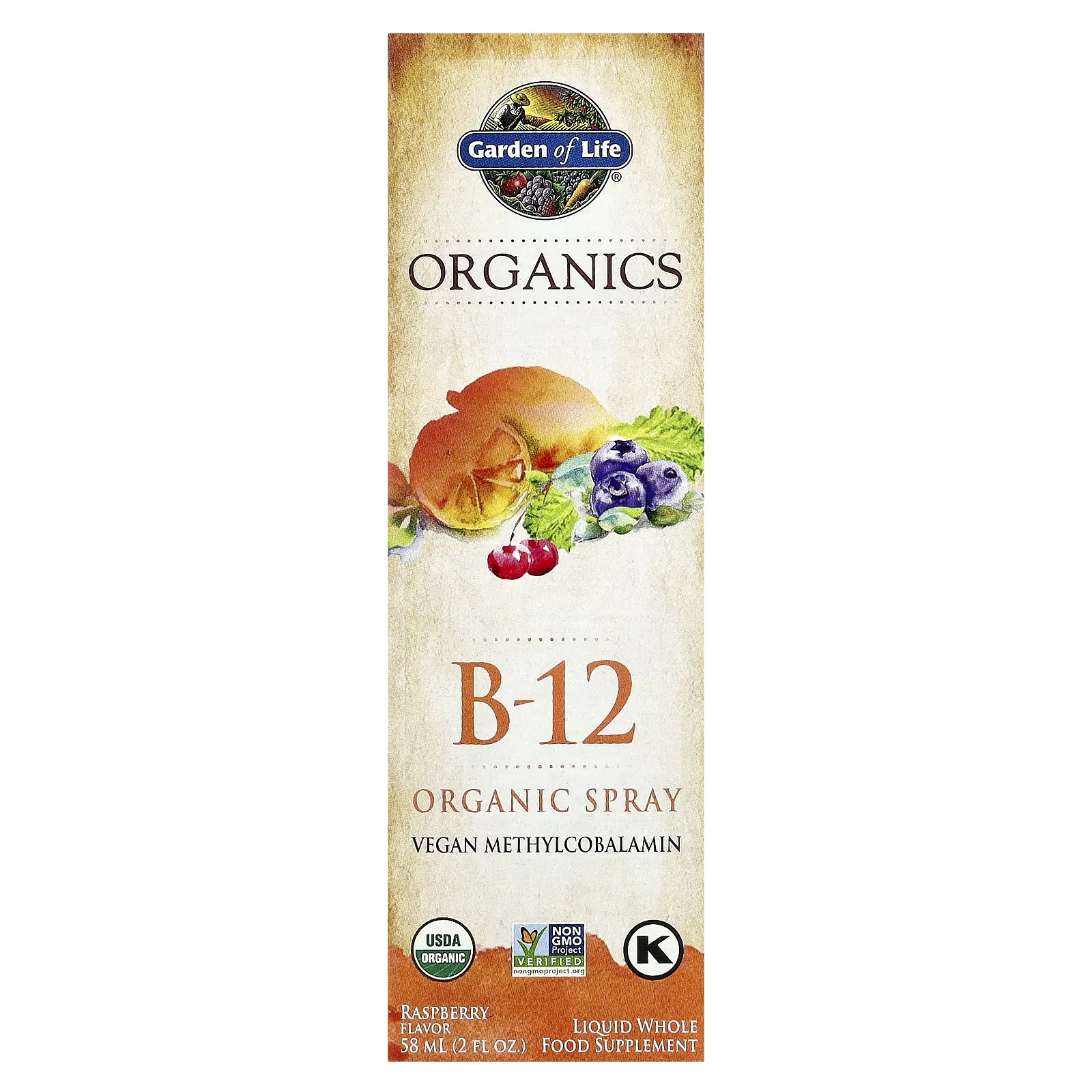 Garden of Life Organics, B-12 Organic Spray, Raspberry, 2 fl oz (58 ml)