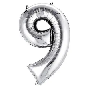 Number 9 Silver Foil Balloon 14" in each. 35016-14