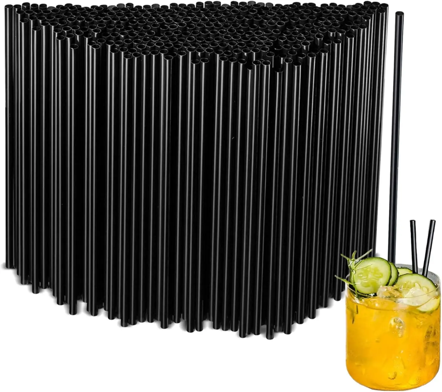 50Pcs Black Disposable Straws，7.48’’ Straight Flat Straw,0.23‘’ Diameter, For Kitchen,Bar,Club,Drinks, Milk, Soda, Party, Whiskey