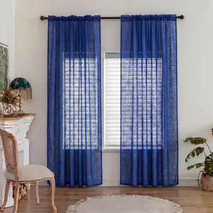 2-Pcs 52x84 in Rod Pocket Curtains, Solid Color 540D Fabric with Mixed Chenille Strip Pattern, Soft Textured Light Filtering Window Drapes for Bedroom, Living Room Decoration L39