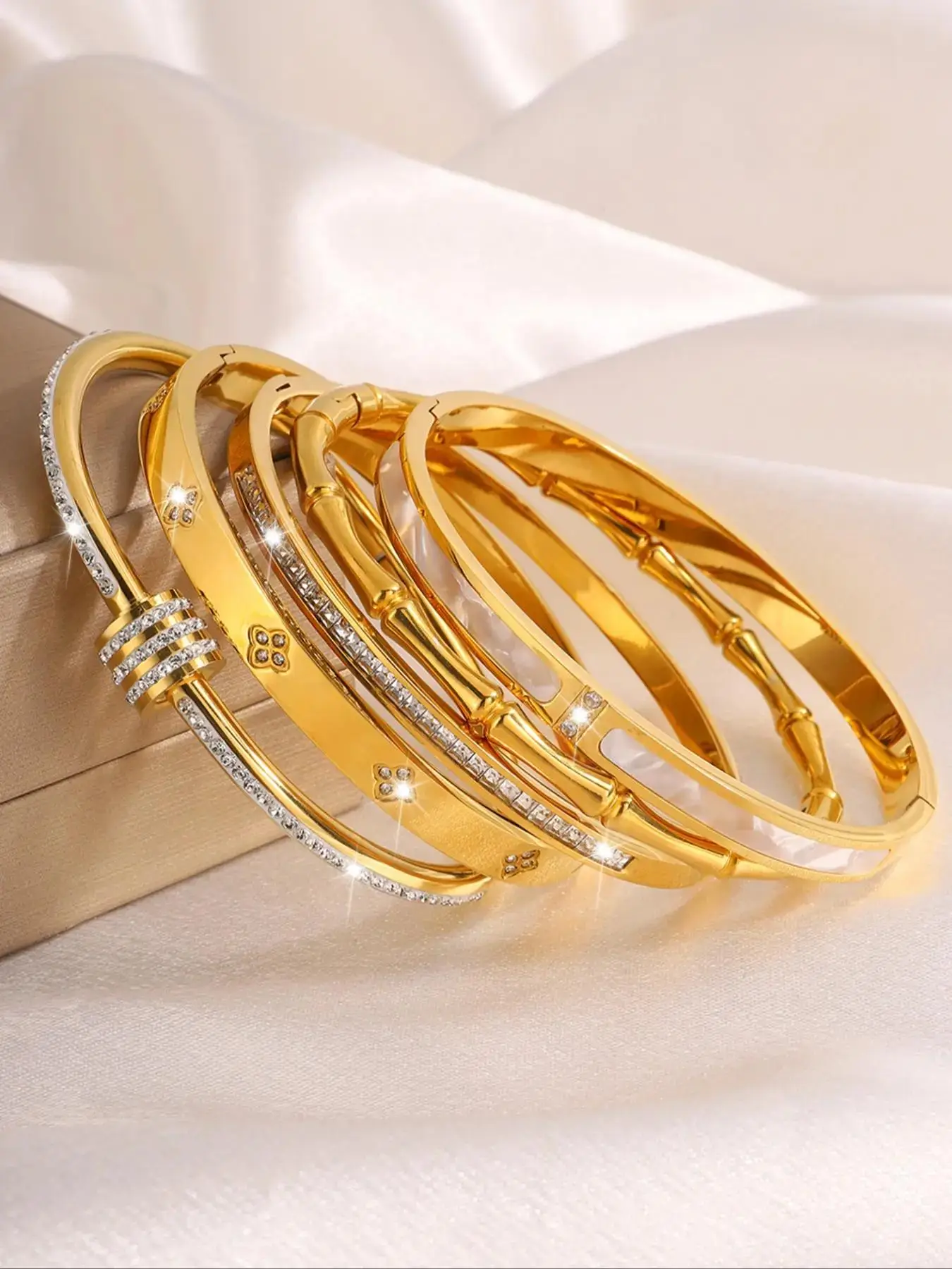 Elegant Fashion Bangle Bracelet Set, Stainless Steel Jewelry for Party, Daily Clothing Decor, Trendy All-match & Exquisite Jewelry for Birthday Gift