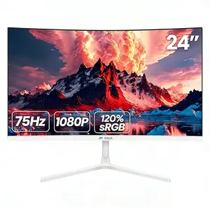 CRUA 24 Inch 75Hz FHD Curved 2800R Monitor White – 1080p, 120% sRGB, 178° View, HDMI/DP, VESA Wall Mount (Gaming & Office)