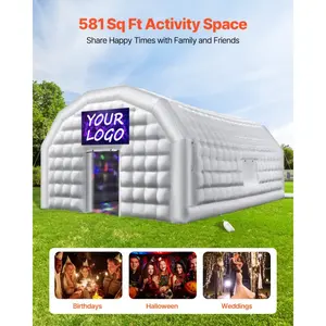 VEVOR Inflatable Nightclub, 29.5x 19.7x 13.1 ft Inflatable Party Tent with 1100W Blower Sandbag, Blow up Night Club with 2 Windows, Air Cube House for Event Birthday Wedding Party, White