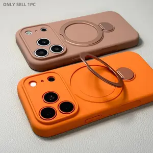 Luxury Multicolor Liquid Matte Stand Protective Phone Case Compatible with iPhone 17 Pro Max Air 16 15 14 13 Pro Max Magnetic Wireless Charging 360°Rotating Desktop Bracket Soft Bumper 17ProMax Cases Shockproof Back Cover Phone Accessory