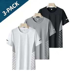 3-Pack Men's Quick-Dry Sports T-Shirts, Short Sleeve, Breathable Workout Tops