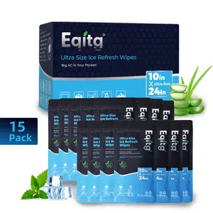 Ultra Large Cooling Wipes (15 Individually Wrapped) – Instant Chill, Mint & Aloe Infused, Plant-Based, Extra Long for Full Body Relief