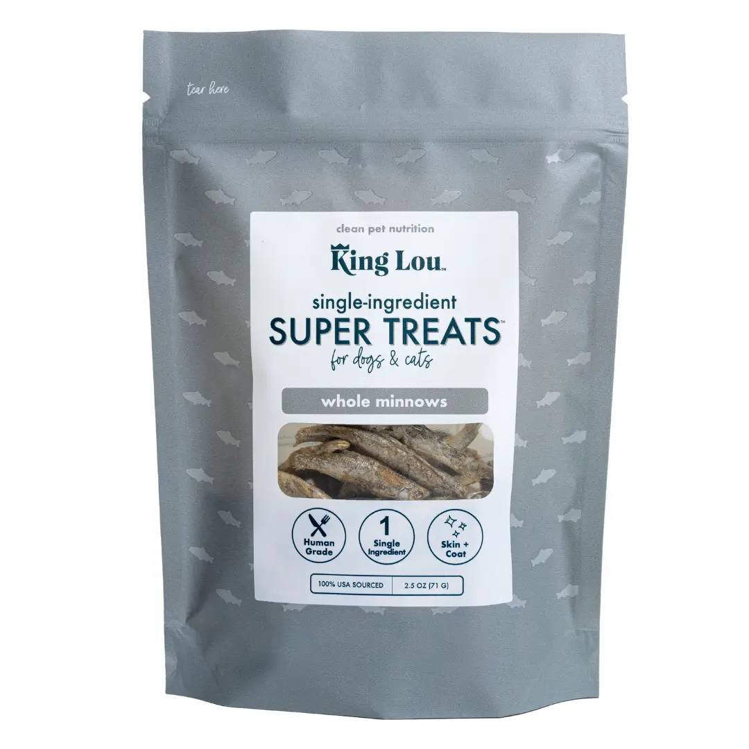 King Lou Whole Minnows - Freeze-Dried Raw Snack for Dogs and Cats single ingredient, 100% USA, Human Grade, Treats Pet Products Natural Food Pets Supp