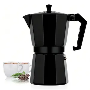 Coffee Mocha Pot 3 Cups Commercial Home Espresso Pot Vintage Octagonal Body Electric Ceramic Stove for Latte American Mocha Cappuccino